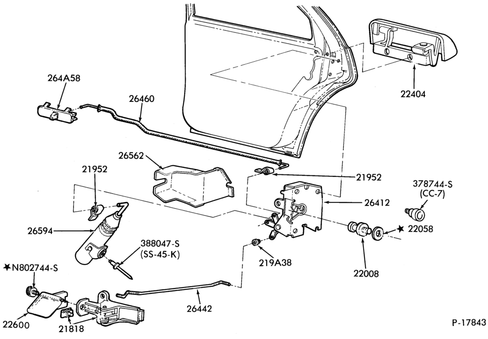 240.1 - BODY SIDES AND QUARTER-Handles and latch parts - rear door