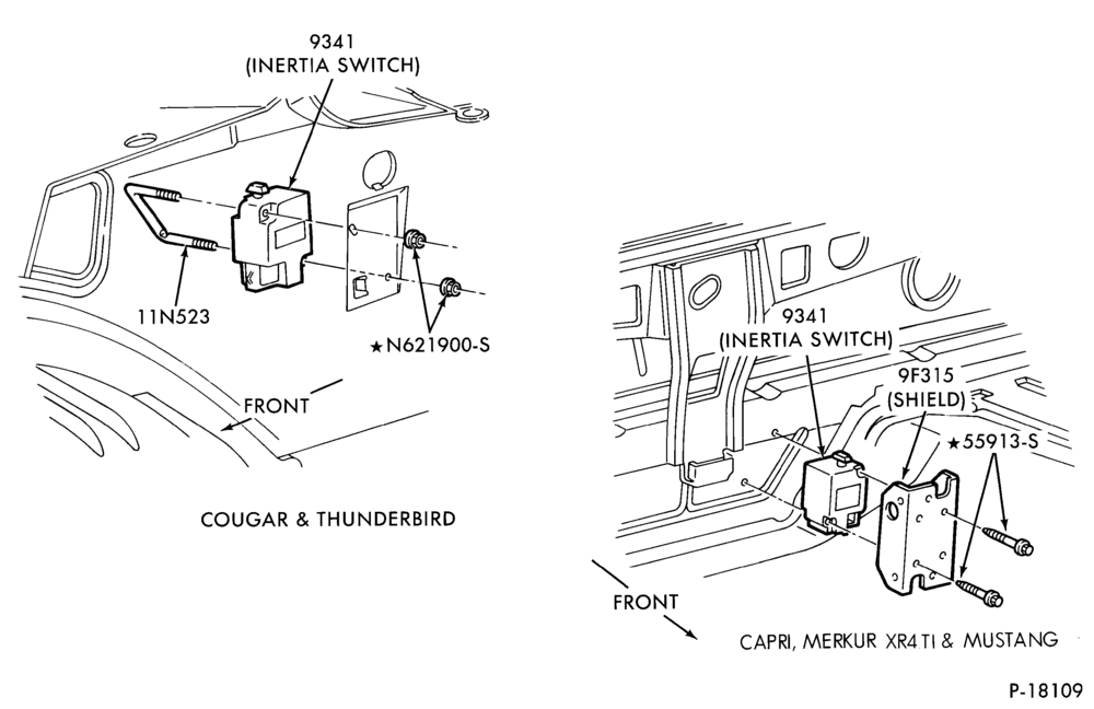 90.1 - 4 CYL. 2.3L (140 C.I.D.)-TC (TURBO)-Fuel pump- inertia switch - E.F.I.