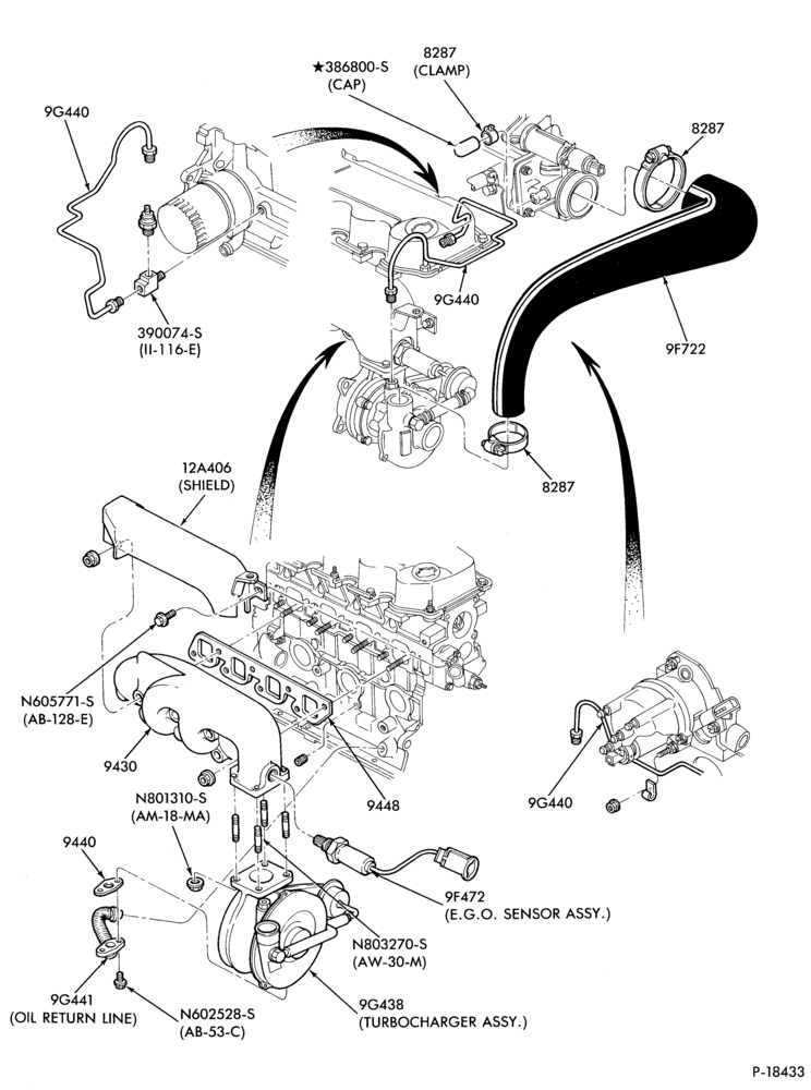 94 - 4 CYL. 1.6L (98 C.I.D.)-Turbocharger installation (TC)