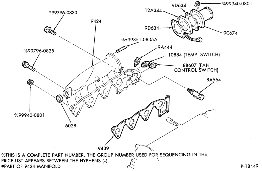 90.1 - 4 CYL. 2.0L (122 C.I.D.) - DIESEL-Intake manifold and related parts