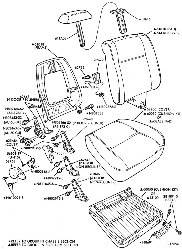 600 - SEATS AND SEAT BELTS-Front seat parts - upper half