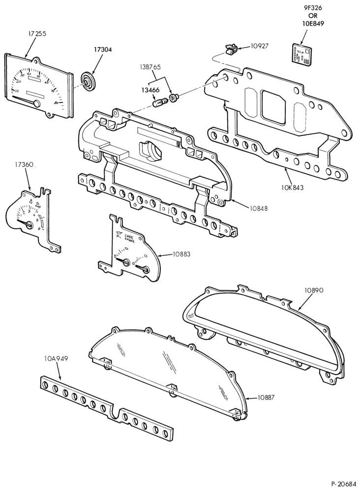 106 - STARTER, IGNITION AND HEADLAMP SWITCHES-Instrument cluster and related parts - w/tachometer