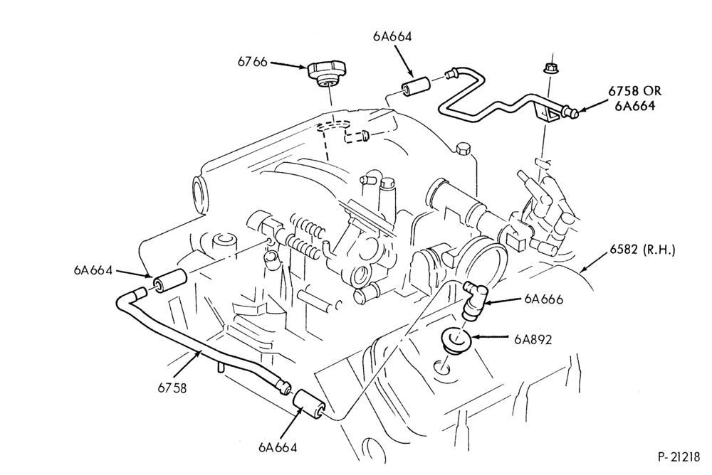 66.1 - 6 CYL. 3.8L (230 C.I.D.) - EXC. S/C-Crankcase ventilation system