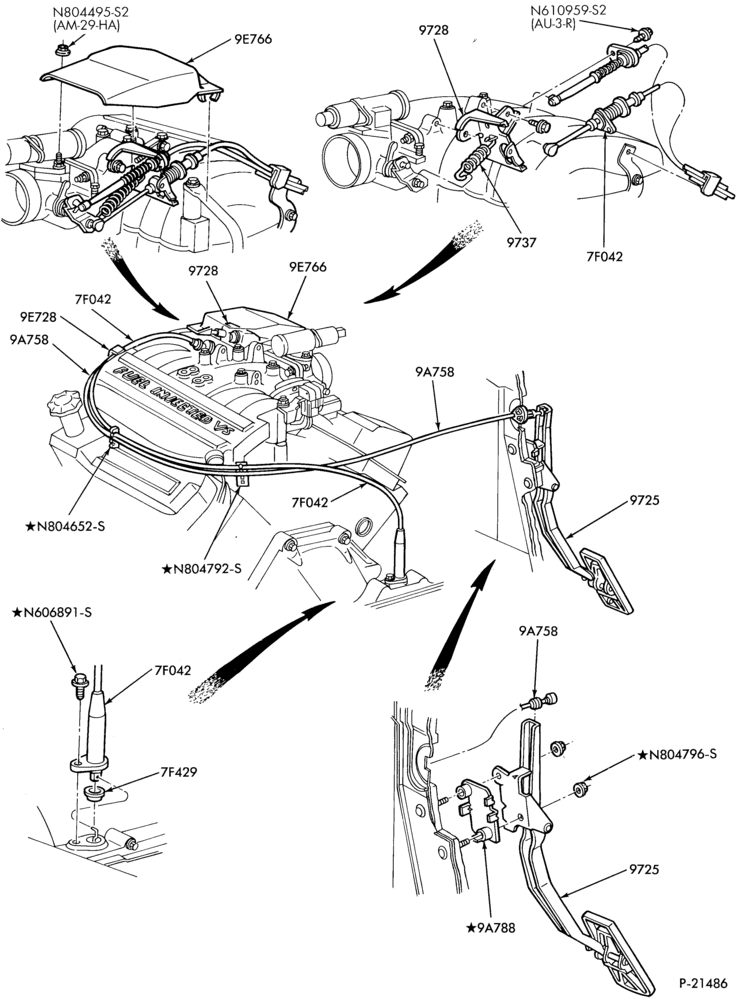 97 - 6 CYL. 3.8L (230 C.I.D.)-Accelerator linkage- A/T