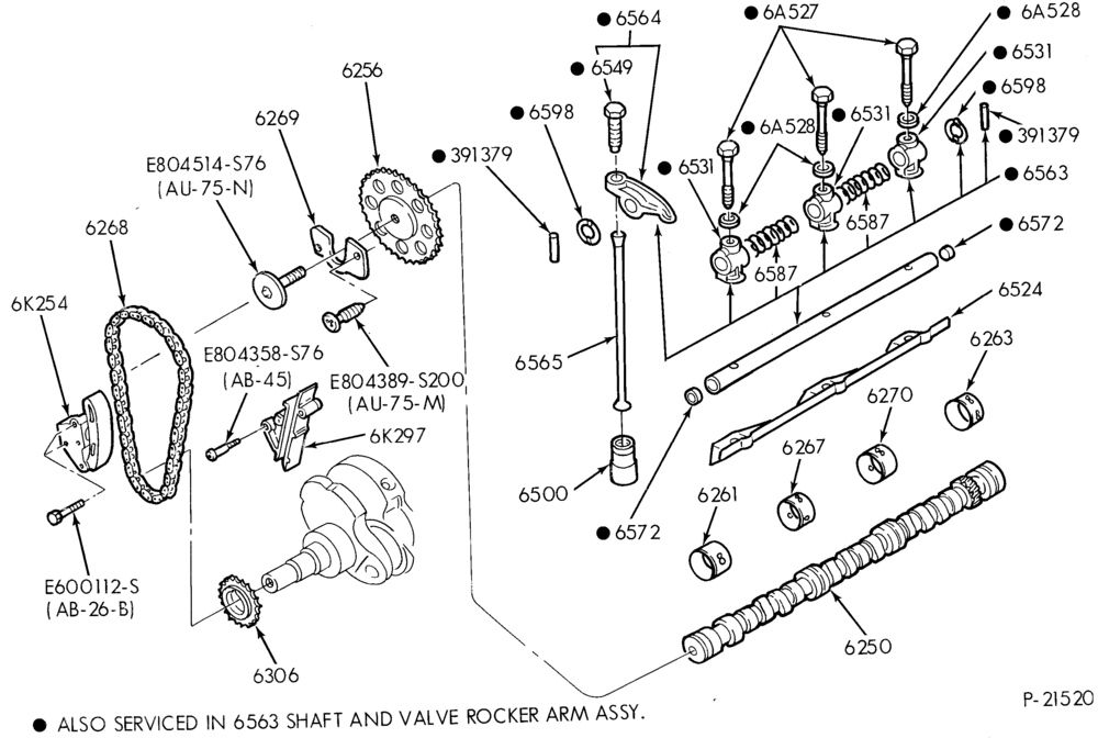 62 - 6 CYL. 2.9L 177 (C.I.D.)-Valves, push rods and related parts