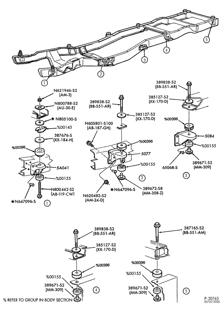 EXHAUST-Frame - body to frame mounts-U150