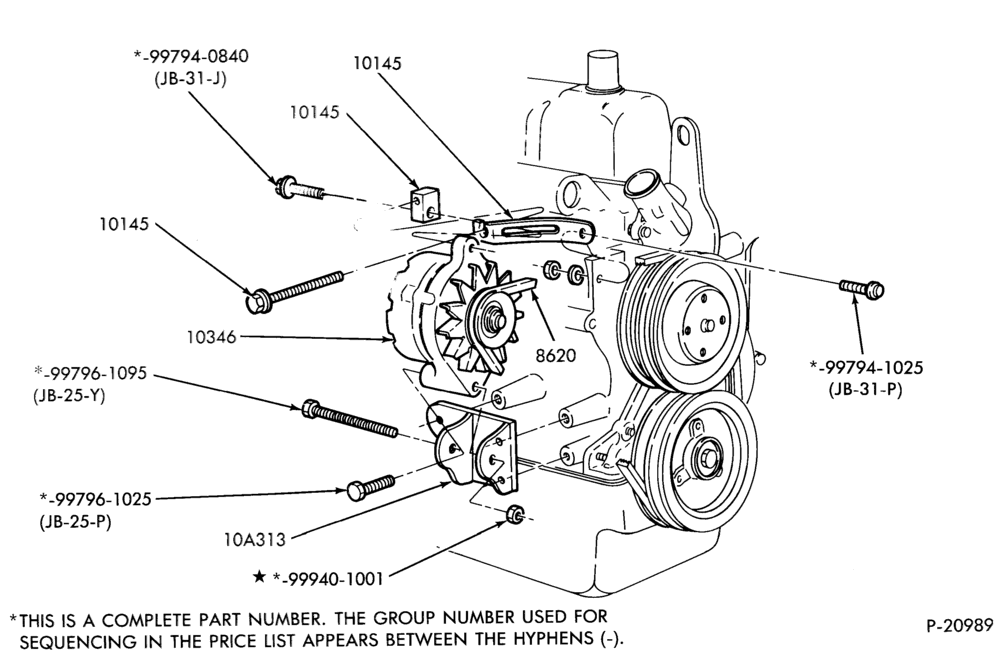 103.1 - STARTER, IGNITION AND HEADLAMP SWITCHES-Alternator mounting brackets - 4 cyl. 134 (2.2L)
