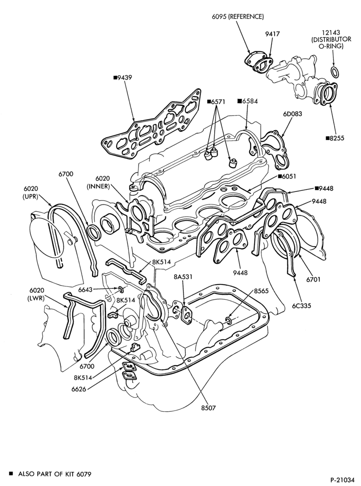 60 - 4 CYL. 2.2L (134 C.I.D.)-Engine gasket kit