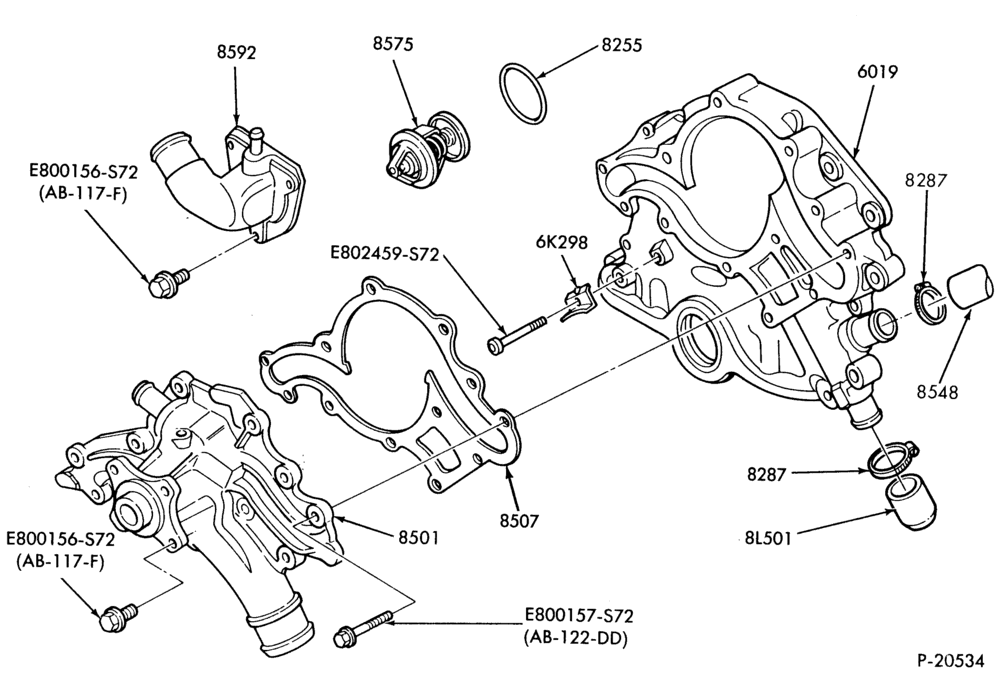 80 - 6 CYL. 2.9L 177 (C.I.D.)-Timing gear cover and related parts