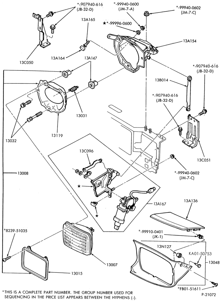 130 - LAMPS-Headlamp, retractors & related parts