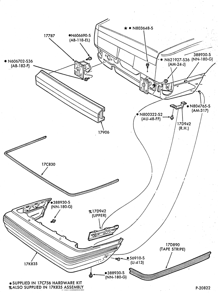 176.1 - SPEEDOMETER, BUMPERS, MIRRORS AND WIPERS-Bumper - rear - B/T 66