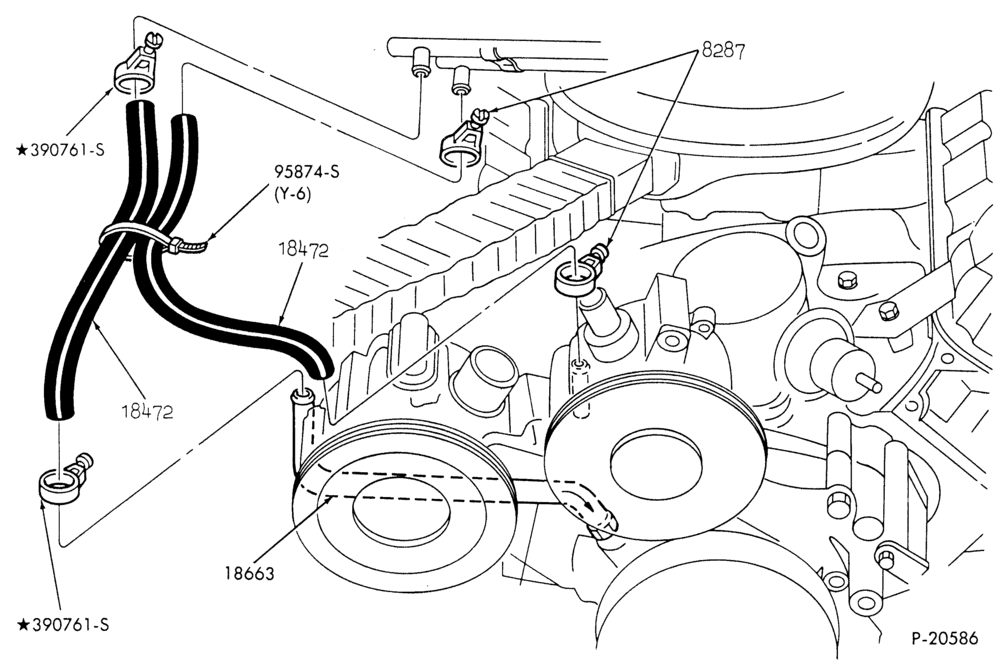 184 - HEATERS-Hoses -main-8 cyl. 460 (7.5L)-E250/350