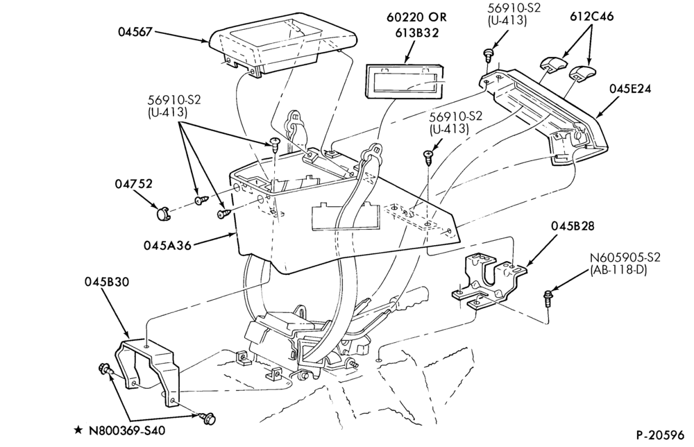 045 - BODY FRONT-Consolette - w/passive restraint - w/o arm rest