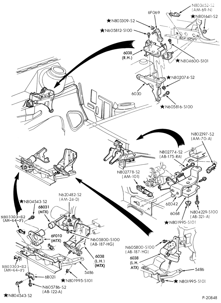 60.1 - 4 CYL. 2.3L (140 C.I.D.) HSC-Engine supports