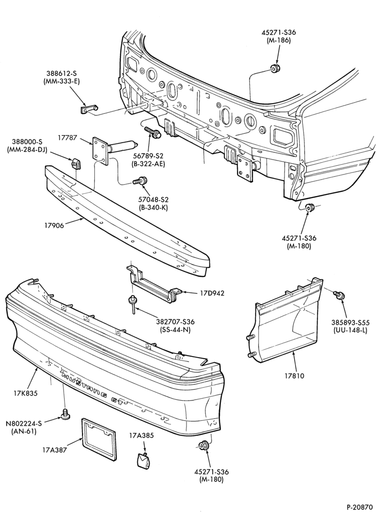 176.1 - SPEEDOMETER, BUMPERS, MIRRORS AND WIPERS-Bumper - rear - GT