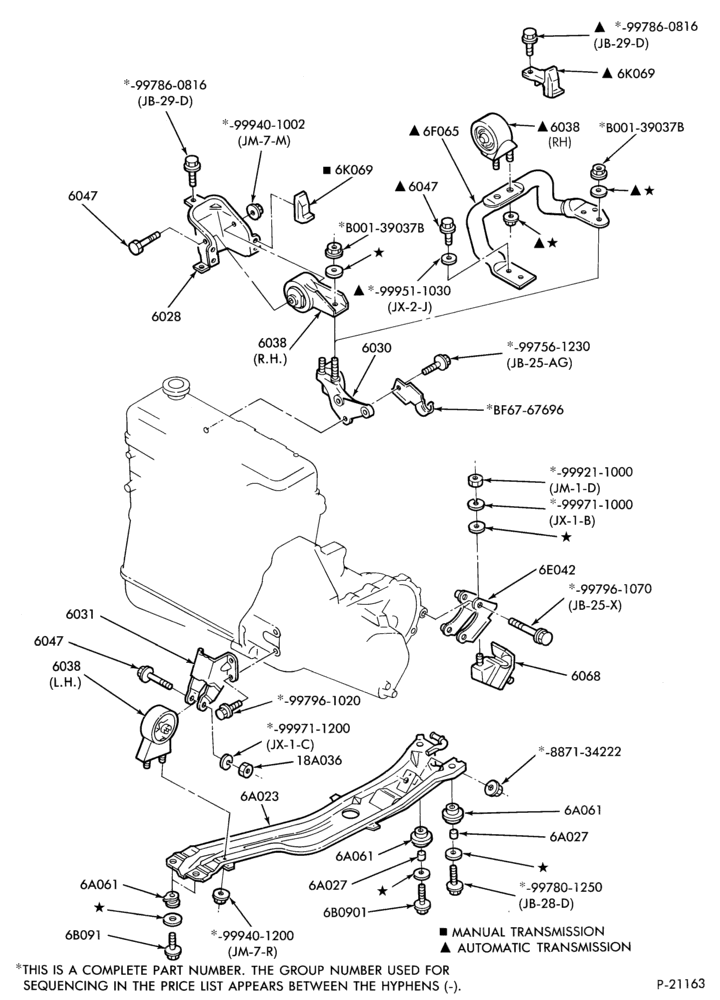 60.1 - 4 CYL. 1.6L (98 C.I.D.)-Engine supports