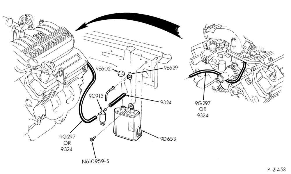96.1 - 6 CYL. 3.8L (230 C.I.D.)-Fuel vapor canister and related parts