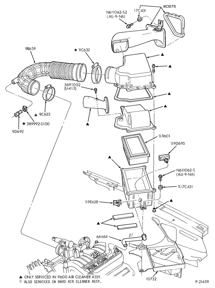 96 - 6 CYL. 3.8L (230 C.I.D.)-Air cleaner