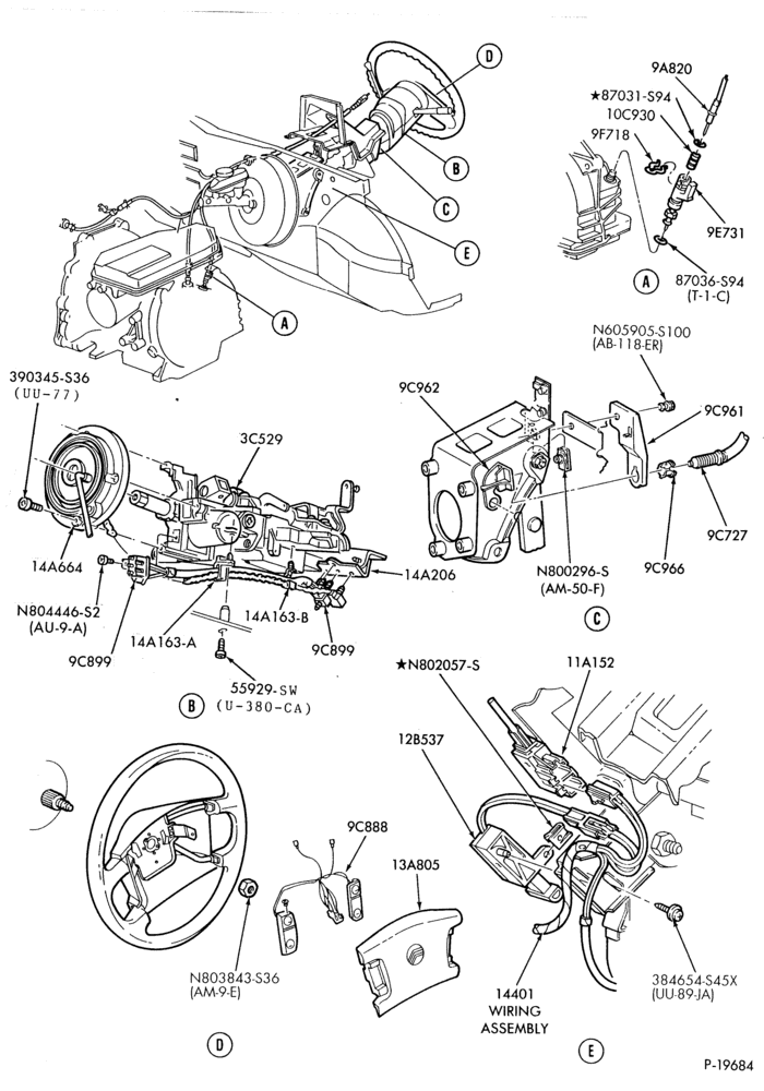 97.1 - 6 CYL. 3.0L - EXC. SHO-Speed control - Production installation - passenger compartment