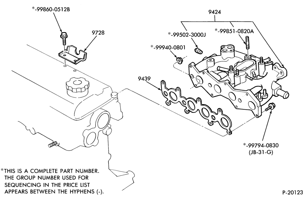 90.1 - 4 CYL. 1.3L (80 C.I.D.)-Manifold installation- intake manifold