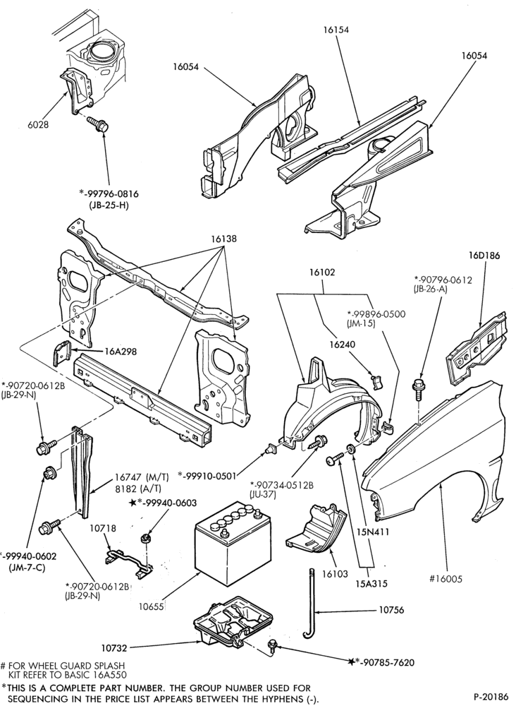 160 - FENDERS AND HOODS-Fender and apron sheet metal