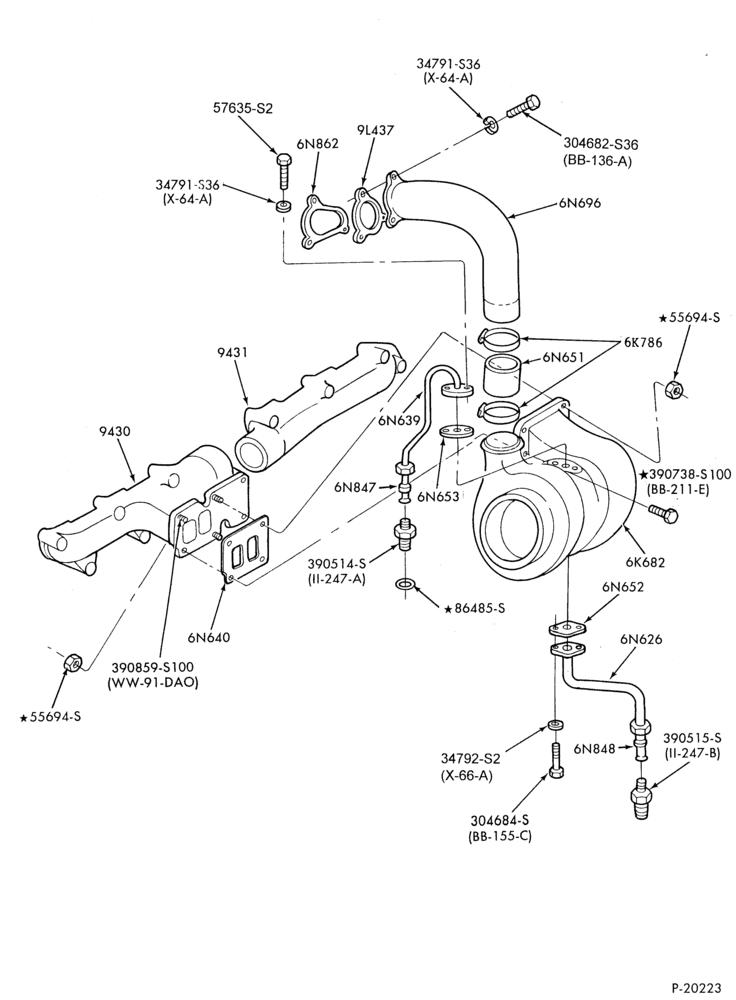 93.1 - 6 CYL. 6.6L & 7.8L DIESEL-Turbocharger, manifold and related parts - Exc. air to air intercooler