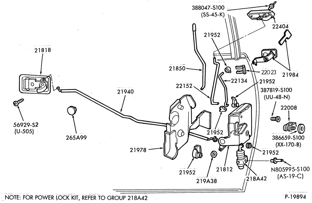 230.1 - BODY SIDES AND QUARTER-Handles & latch parts - front door