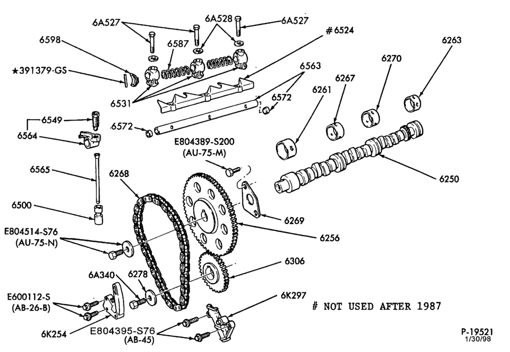 6 CYL. 2.9L 177 (C.I.D.)-Camshaft gear and bearings