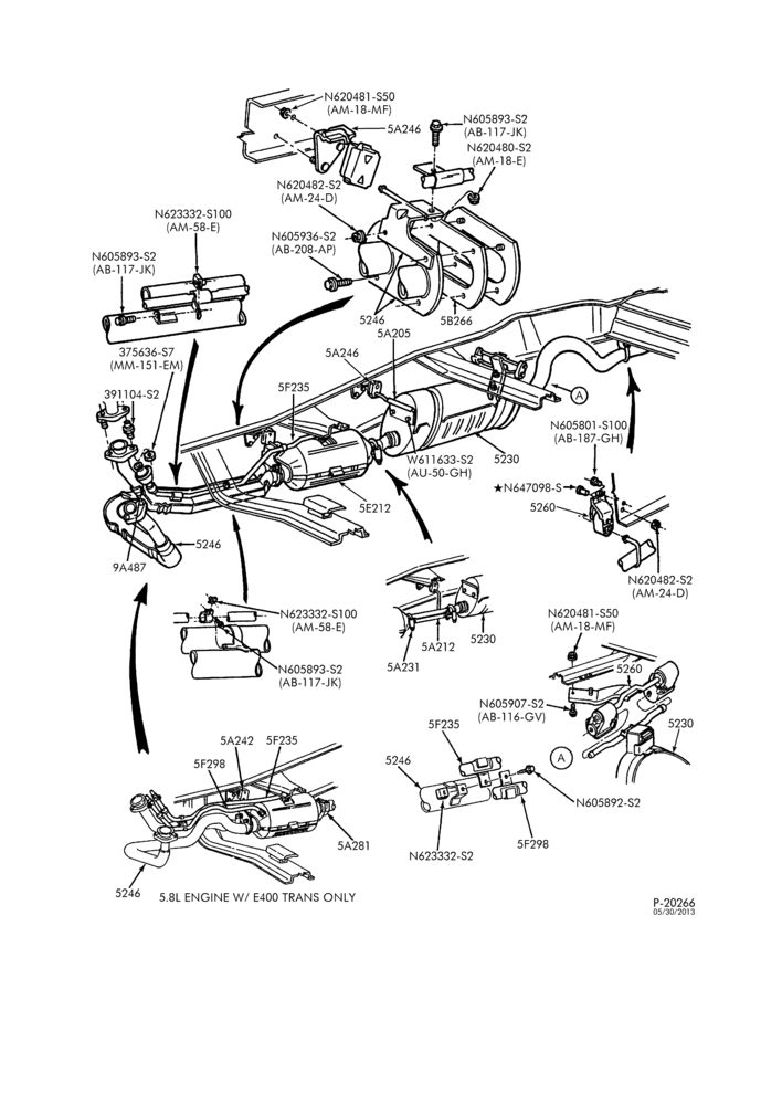 EXHAUST SYSTEM-and 400 (6.9L)-regular cab and super cab - 8 cyl. 302 (5.0L)-E.F.I.-F250/350,F(Super