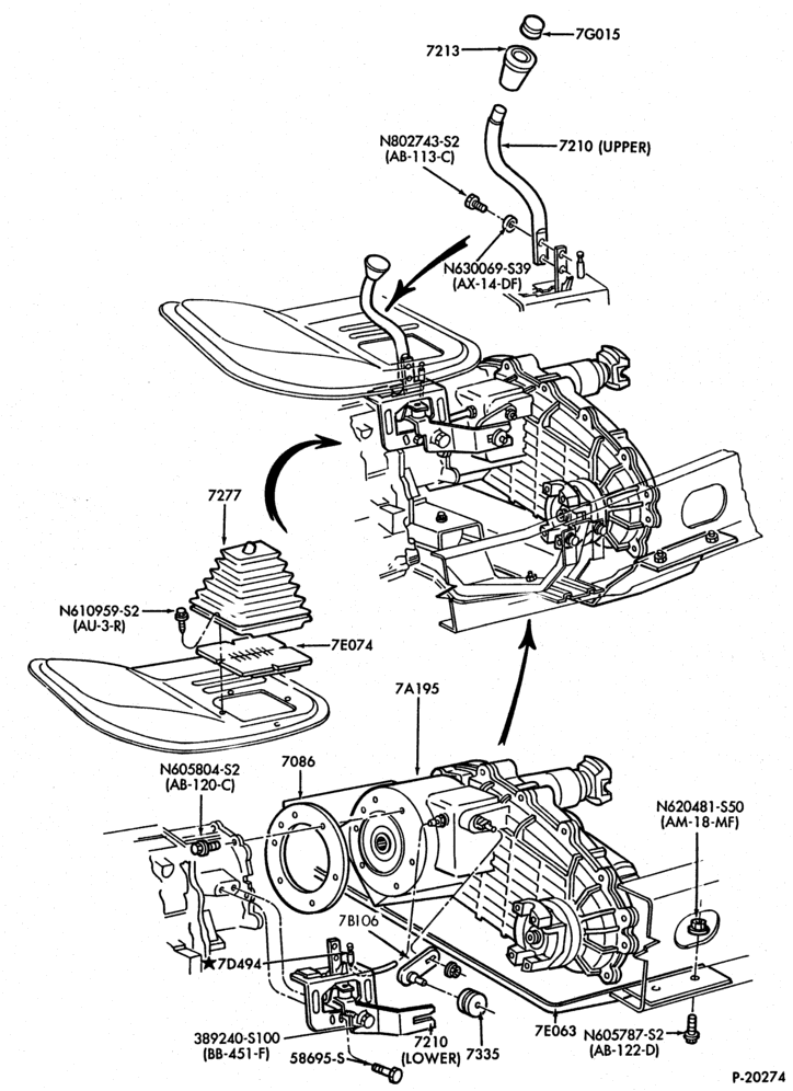 A70 - TRANSFER CASE (FOUR WHEEL DRIVE)-Shift mechanism and supports-F150/350