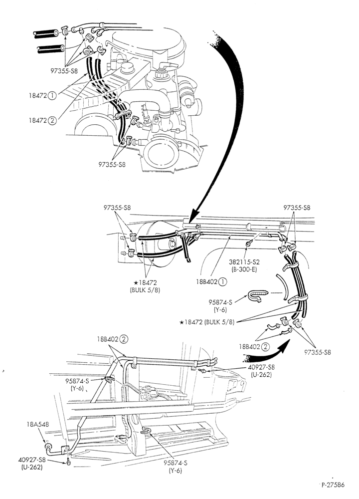 HEATER HOSES & TUBES-6 cyl. - 4.9L - w/o A/C - w/aux. heat-E