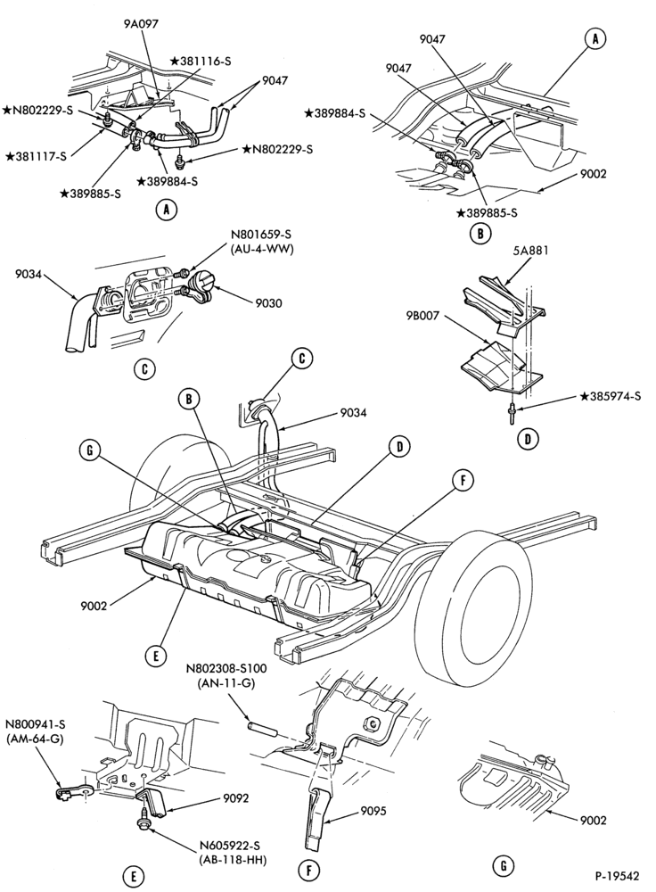 90 - 4 CYL. 1.9L (116 C.I.D.)-Fuel system - w/o E.F.I.-tank installation
