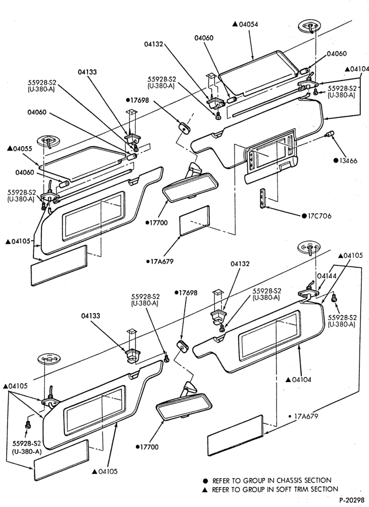 030 - INSTRUMENT PANEL AND FLOOR-Sun visor, vanity mirror and rear view mirror
