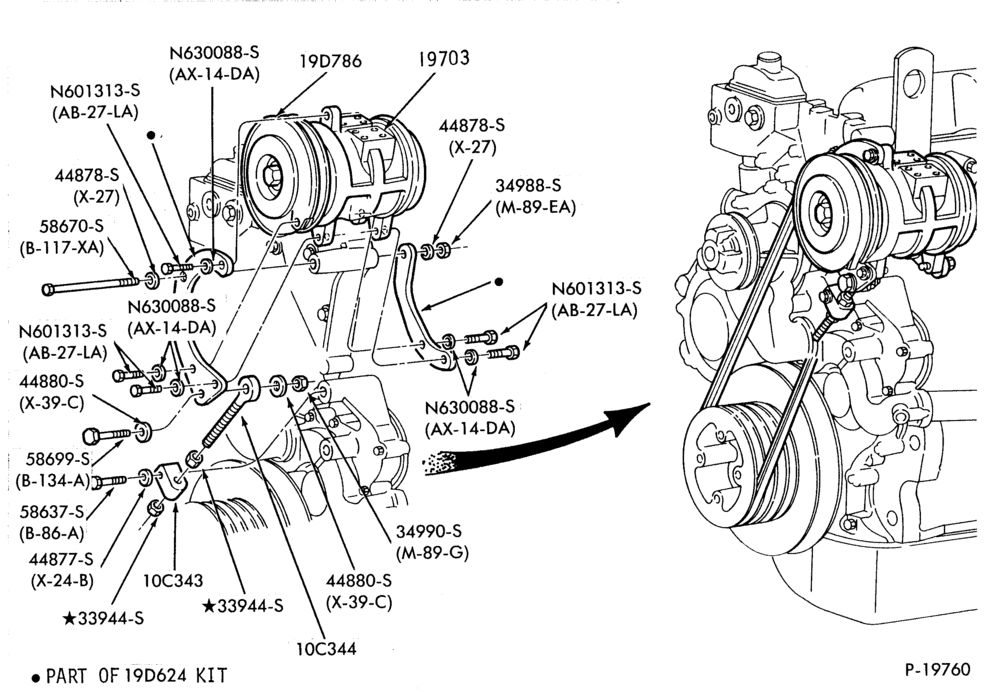AIR CONDITIONING-Compressor instal. (integral A/C) - 6 cyl. 6.6L and 7.8L diesel-F-FT600/900
