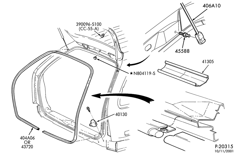 400 - LIFT/TAILGATE, LUGGAGE & BACK WINDOW-Liftgate weatherstrip - B/T 74
