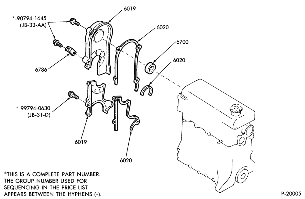 60 - 4 CYL. 1.3L (80 C.I.D.)-Timing gear and chain cover