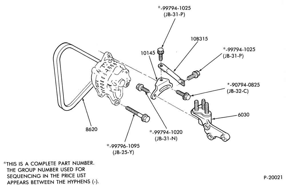 103.1 - ALTERNATOR, INSTRUMENT CLUSTER, BATTERY-Alternator mounting brackets - 4 cyl. 80 (1.3L)