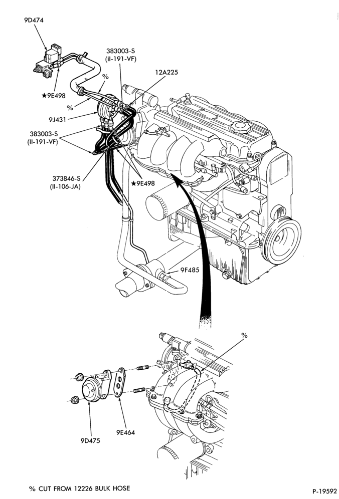 94.4 - 4 CYL. 1.9L (116 C.I.D.)-recirculation (E.G.R.) - tube installation - E.F.I.- M/T