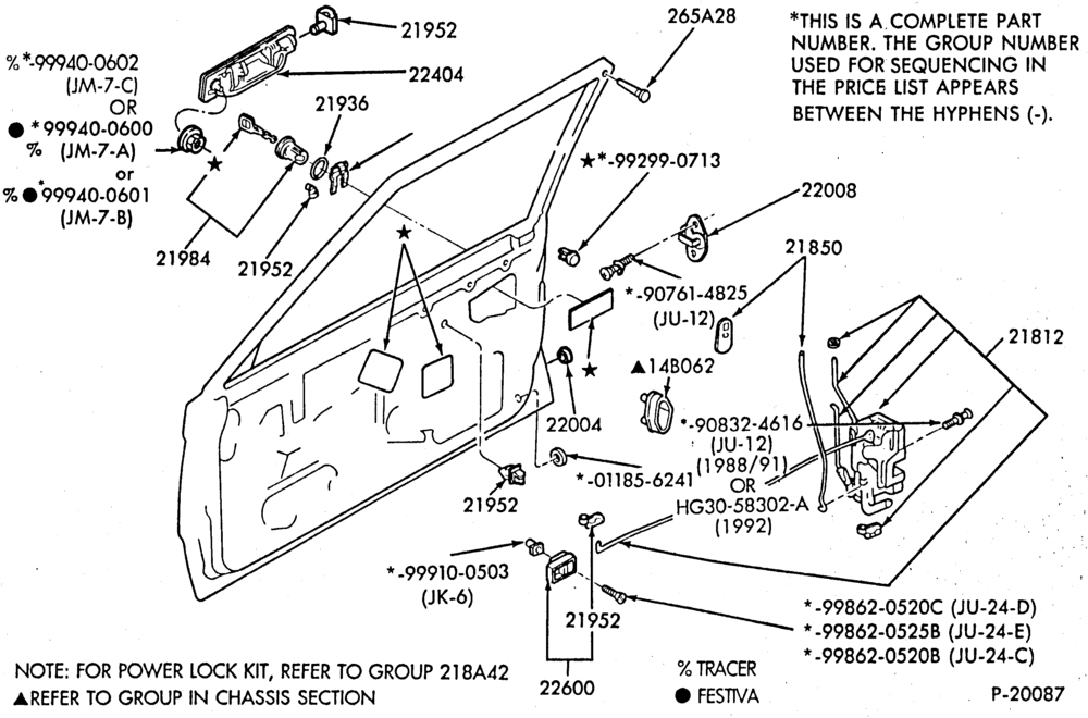 230.1 - BODY SIDES AND QUARTER-Handles & latch parts - front door