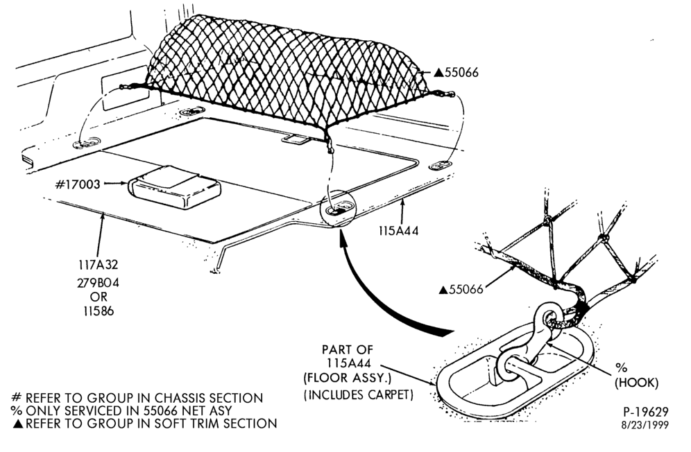 E - SOFT, INTERIOR TRIM-Luggage compartment trim - hold down net- B/T 74