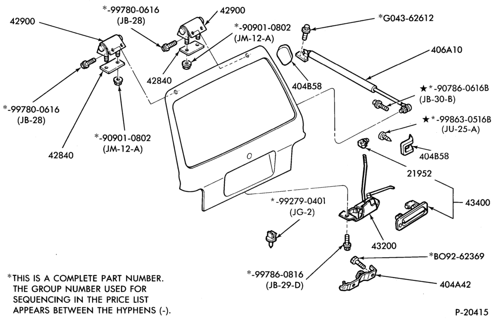 430 - ROOF-Liftgate parts - hinges & latch