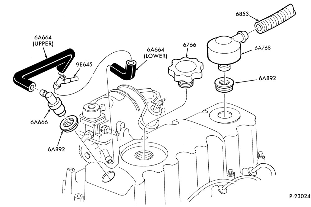 66.1 - 4 CYL. 2.3L (140 C.I.D.) HSC-Crankcase ventilation system