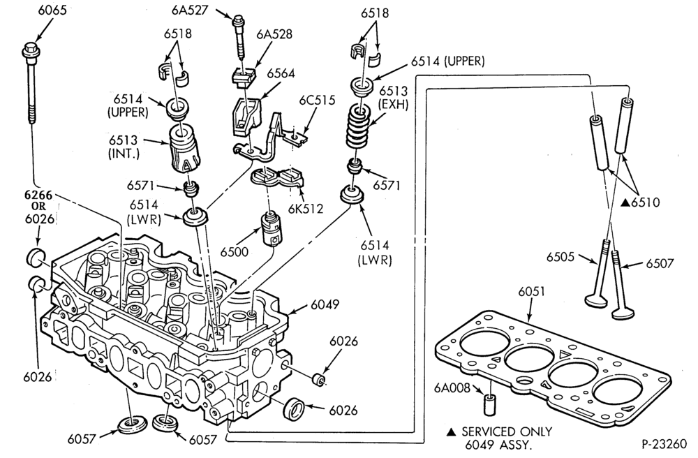 60.1D - 4 CYL. 1.9L-Valves and push rods