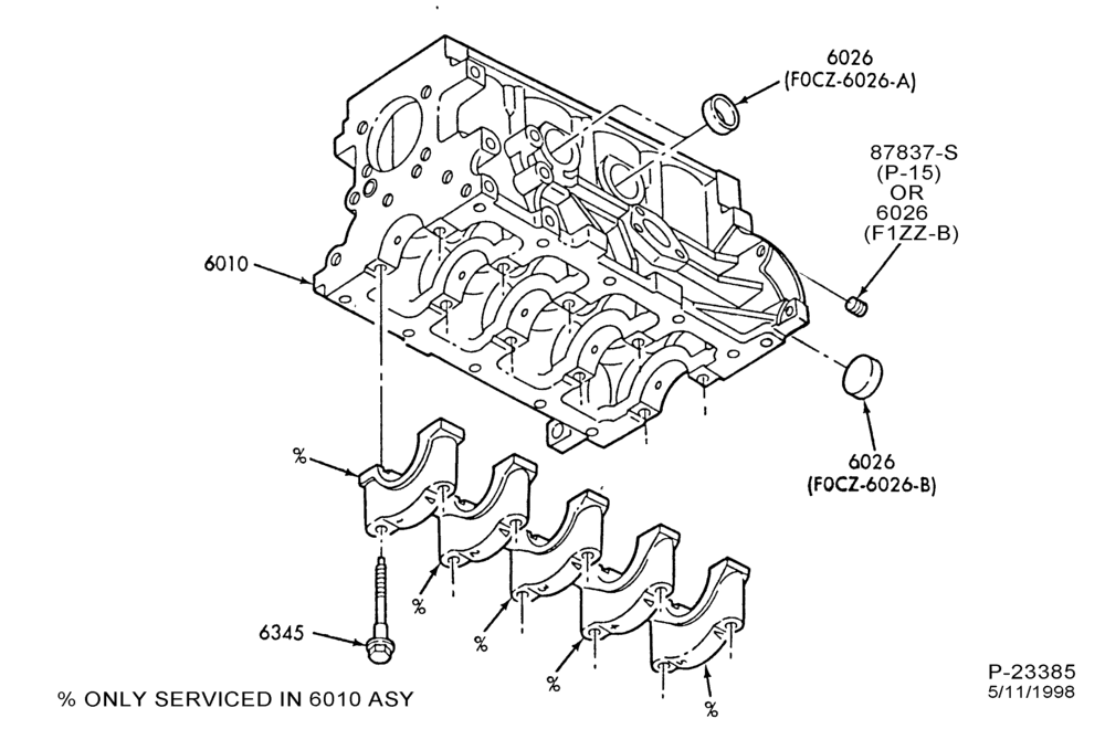60 - 4 CYL. 1.9L (116 C.I.D.)-Cylinder block plugs