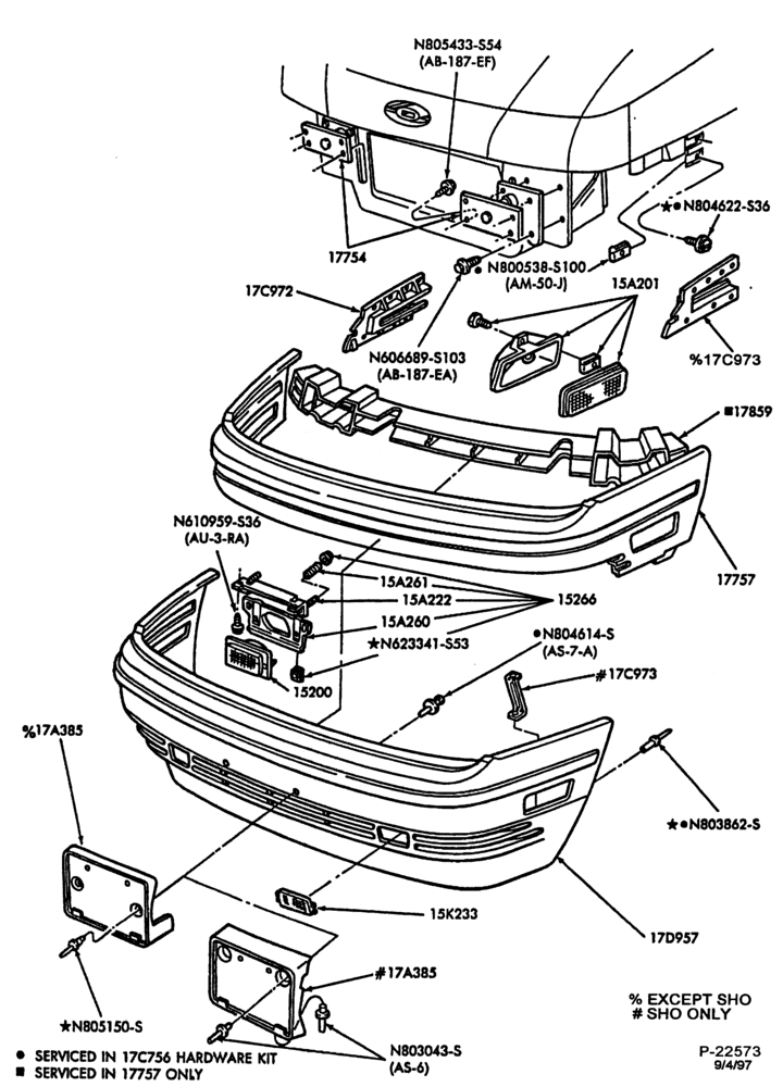 176 - SPEEDOMETER, BUMPERS, MIRRORS AND WIPERS-Bumper - front - Taurus - SHO