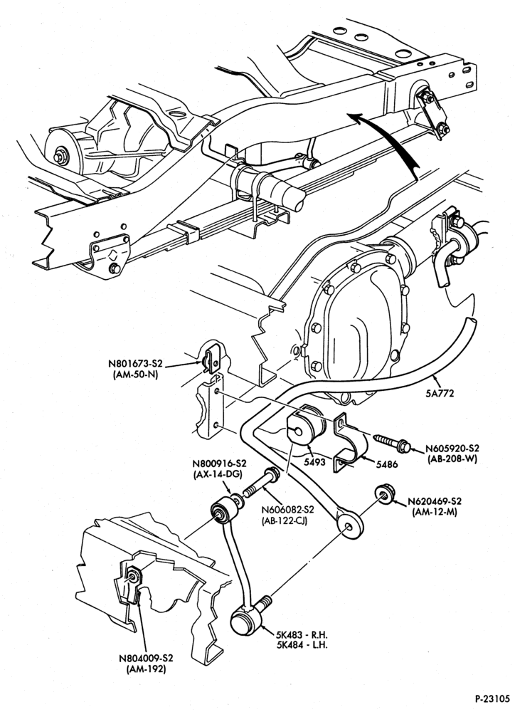 54 - FRAME-Rear suspension - stabilizer bar - rear-B