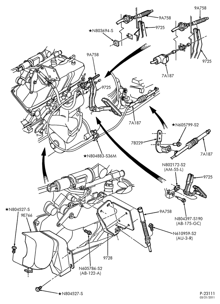 97 - 6 CYL. 3.0L - EXC. SOHC-Accelerator & transmission linkage