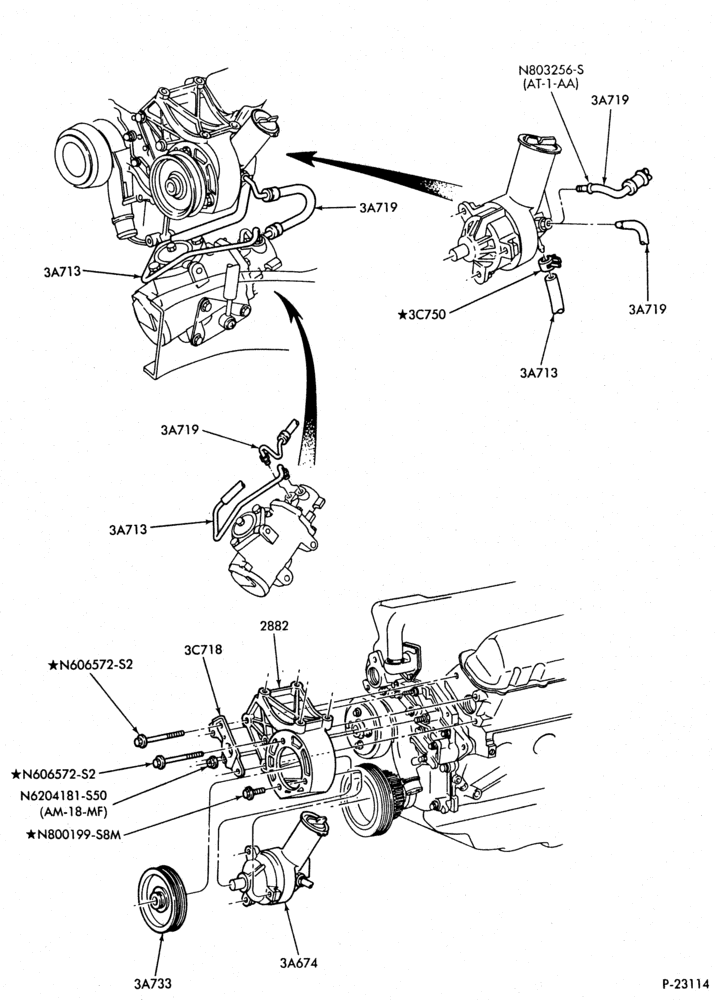 36.2 - STEERING-Power steering system - pump installation - 6 cyl. 4.0L-B