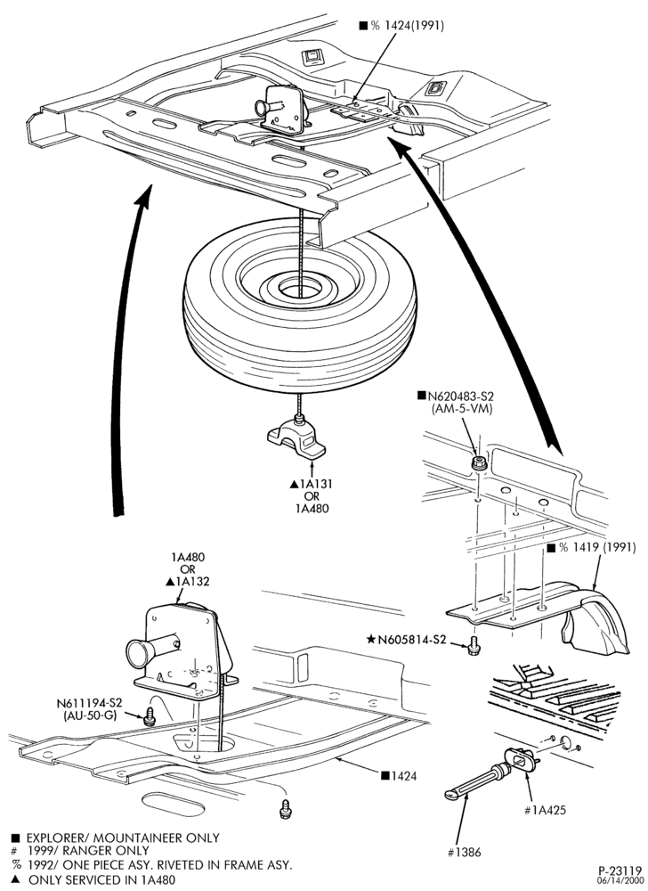 SPARE WHEEL CARRIER-Spare wheel carrier - winch system-B