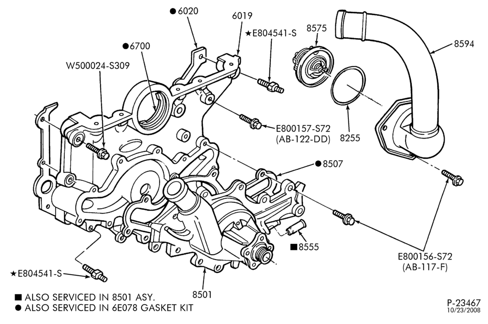80 - RADIATOR, GRILL AND COOLING-Water pump, thermostat housing & related parts - 6 cyl. 4.0L-A